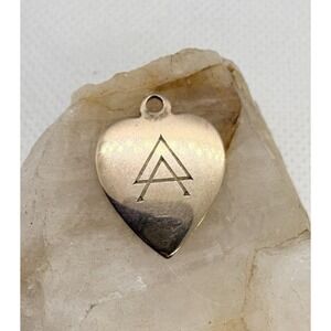 Vintage Sorority Heart Charm 1/20 12K Gold Filled Greek Letter Pendant‎ 0.98g